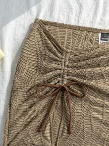 SHEIN Swim Women's Solid Color Side Slit Hem Cover-Up Skirt For Vacation - Brown - View 7