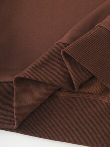 Zayélia Women's Coffee Brown Zip-Up Half-Placket Sweatshirt + Pocket Long Pants 2 Pieces Set - Coffee Brown - View 6