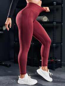 Powerista Seamless High Elasticity Sports Leggings Sports Gym Black Summer Low Waist Athletic - Burgundy - View 5