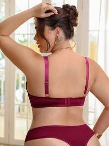 LustreForm 1 áo ngực sexy size lớn bằng satin mịn, có gọng và nâng ngực - Màu Đỏ Sâu - Xem 2