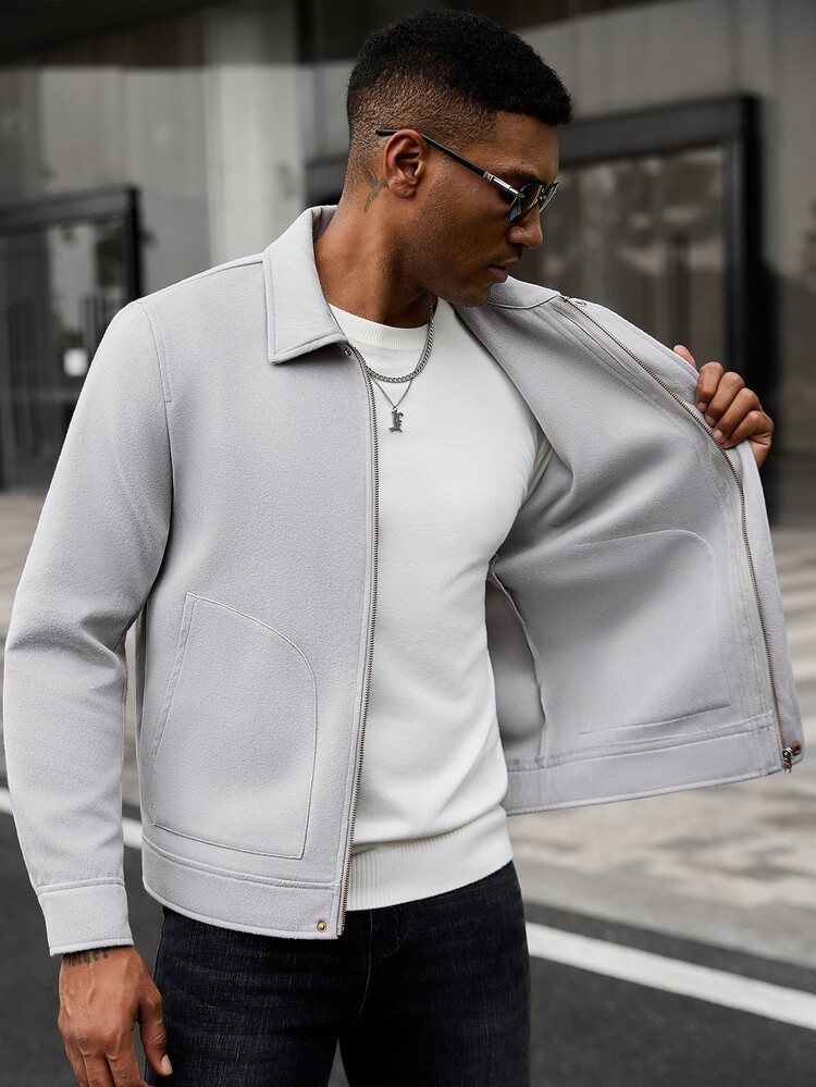 Manfinity CasualCool Men's Casual Fashion Vintage Long Sleeve Loose Overcoat, Essential For Outings, Perfect Gift For Family And Friends - Grey - View 7