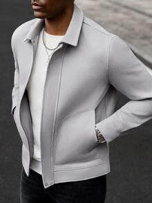 Manfinity CasualCool Men's Casual Fashion Vintage Long Sleeve Loose Overcoat, Essential For Outings, Perfect Gift For Family And Friends - Grey - View 4