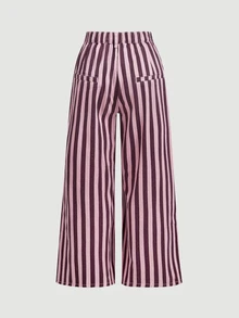 Selenza Plus Size Women's Pocket Design Wide Leg Loose Casual Modest Denim Jeans Formal Club White Summer - Red Violet - View 4