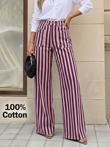 Selenza Plus Size Women's Pocket Design Wide Leg Loose Casual Modest Denim Jeans Formal Club White Summer - Red Violet - View 7