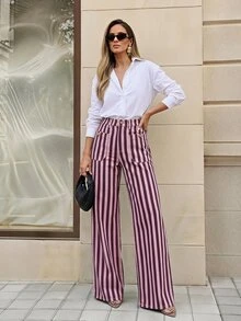 Selenza Plus Size Women's Pocket Design Wide Leg Loose Casual Modest Denim Jeans Formal Club White Summer - Red Violet - View 10