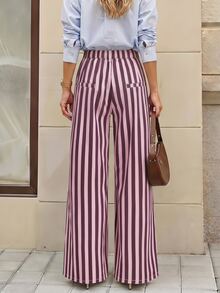 Selenza Plus Size Women's Pocket Design Wide Leg Loose Casual Modest Denim Jeans Formal Club White Summer - Red Violet - View 2