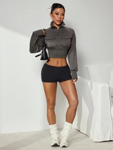 Slayform Slayform Women's Solid Color Casual Daily Wear Sports Sweatshirt - Army Green - View 5
