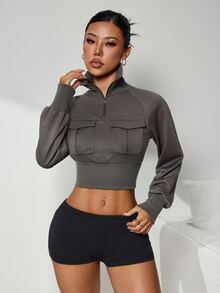 Slayform Slayform Women's Solid Color Casual Daily Wear Sports Sweatshirt - Army Green - View 4