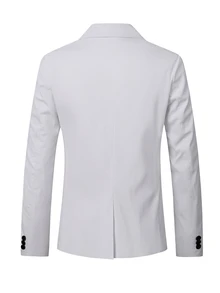 Calvornis Men's Solid Color Casual Blazer, Fashionable For Summer Men's Wedding Suits Wedding Suits For Men - White - View 2