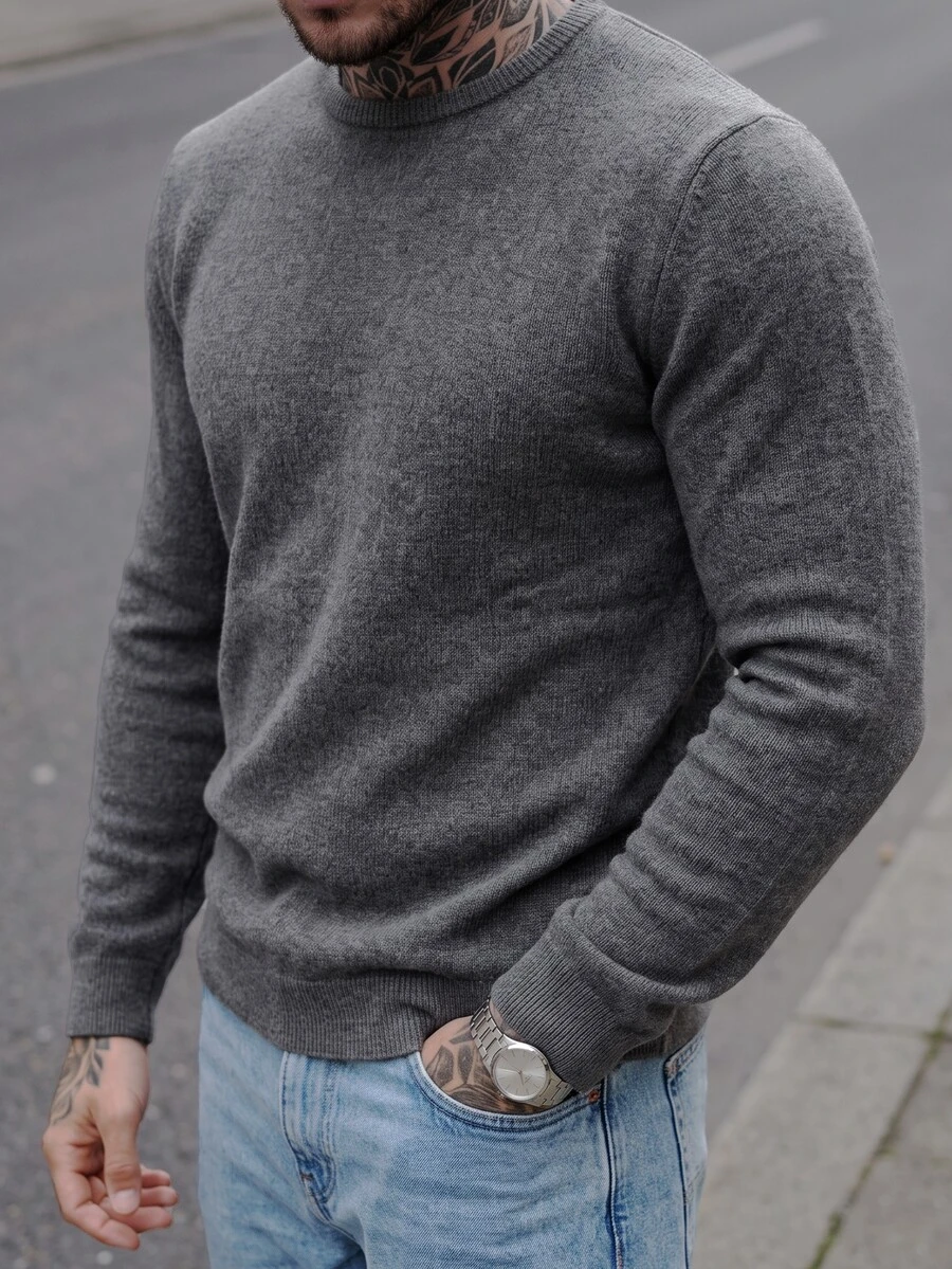 Manfinity CasualCool Men's Casual Fashion Vintage Pullover Long Sleeve Loose Fit Sweatshirt, Essential For Outings, Perfect Gift For Family And Friends - Grey - View 1