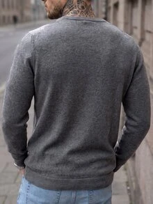 Manfinity CasualCool Men's Casual Fashion Vintage Pullover Long Sleeve Loose Fit Sweatshirt, Essential For Outings, Perfect Gift For Family And Friends - Grey - View 2