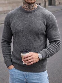 Manfinity CasualCool Men's Casual Fashion Vintage Pullover Long Sleeve Loose Fit Sweatshirt, Essential For Outings, Perfect Gift For Family And Friends - Grey - View 4