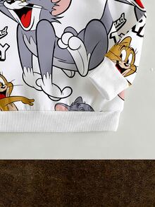 TOM & JERRY X SHEIN 小男孩長袖圓領卡通上衣運動衫 - 彩色 - 查看 7