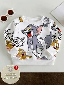 TOM & JERRY X SHEIN 小男孩長袖圓領卡通上衣運動衫 - 彩色 - 查看 3