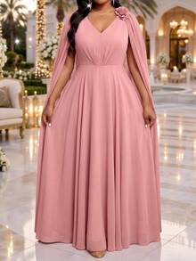 Fleurora Spring And Summer Elegant Commuting Office Wedding Party Formal Dusty Pink Knitted Round Neck Pencil Bishop Sleeve Christmas - Pink - View 4