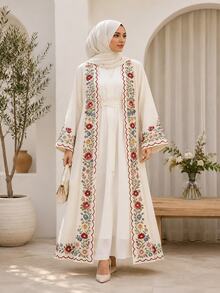 Al Najma Women's Floral Print Casual Gathering & Travel Abaya - Multicolor - View 5