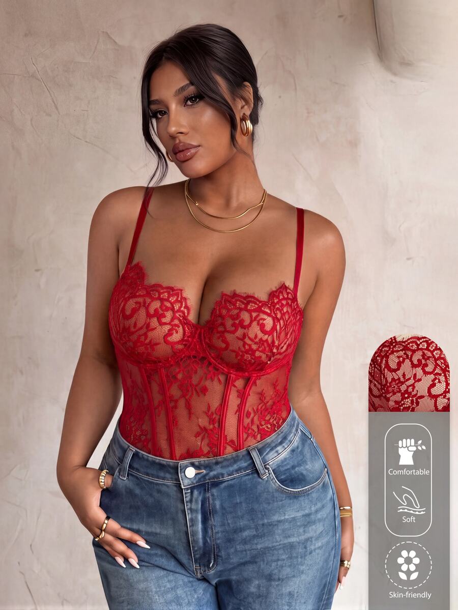 Firerie Plus Size Women's Floral Lace Sexy Camisole Camisole