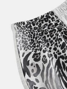 Tween Girls Leopard Print Streetwear Low Waist Sweatpants, Casual Joggers, Back To School - Grey - View 6