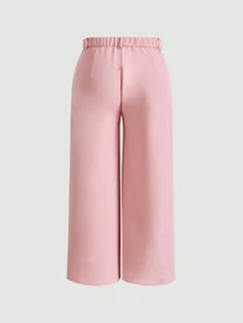 SHEIN MOD Plus Solid Seam Front Wide Leg Pants Fall - Pink - View 2