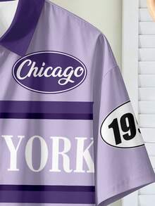 Manfinity Hypemode Men's American Vintage Racing Style Chicago New York Los Angeles Multi-City Typography Streetwear Loose Fit Shirt - Multicolor - View 4