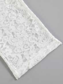 Sirith 女款新款掛脖白色蕾絲罩衫，性感露背蕾絲罩衫，女款海灘/海灘度假裝，透視白色蕾絲短褲罩衫，度假風，郵輪風，外出派對，夏季服裝/度假穿搭，嘉年華，節慶 - 白色 - 查看 7