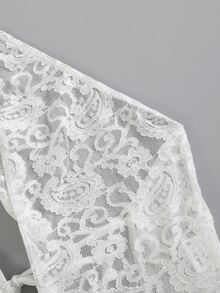 Sirith 女款新款掛脖白色蕾絲罩衫，性感露背蕾絲罩衫，女款海灘/海灘度假裝，透視白色蕾絲短褲罩衫，度假風，郵輪風，外出派對，夏季服裝/度假穿搭，嘉年華，節慶 - 白色 - 查看 8