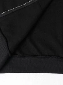SHEIN 青少年男孩純色拉鍊休閒百搭日常穿著秋季運動衫 - 黑色 - 查看 9
