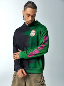 Rick and Morty X SHEIN هودي رجالي بنمط حروف كاجوال للاستخدام اليومي - الأسود - مشاهدة 7