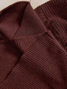Graceveil Women's Solid Color High Neck Waist Button Design Batwing Long Sleeve Sweater - Coffee Brown - View 9