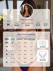 Bonvoyette 女款夏秋海灘派對紅黃藍性感比基尼三角褲兩件式泳衣套裝 - 彩色 - 查看 4