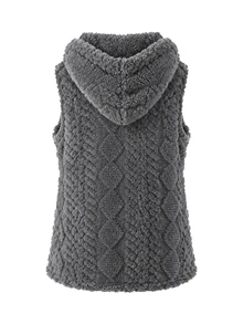 Momance Autumn/Winter Best-Selling Solid Color Double-Sided Fleece Hooded Button-Up Casual Vest Maternity Jacket - Grey - View 6