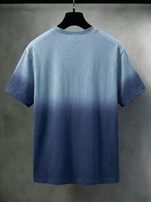 Resyla Men's Loose-Fitting Short-Sleeved T-Shirt With A Gradient Blue Star Print. The Design Is Stylish, Made Of Comfortable Fabric, And Perfect For Everyday Casual Wear. - Multicolor - View 2