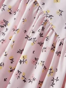 Skyraze Elegant Cottage Tropical A-Line Sleeveless Midi Dress With Ditsy Floral Pattern For Women, Picnic Tea Party Vacation, Banquet, Summer - Baby Pink - View 6