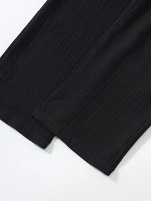 SHEIN 3pcs Young Girl Casual Comfortable Wide-Leg Pants, Suitable For Fall, School Swim, Campus, College Chic For / Black Purple - Multicolor - View 10