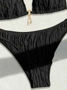 SHEIN Swim 女士泳装套装、沙滩装和夏季服装 - 黑色 - 查看 4