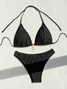 SHEIN Swim 女士泳装套装、沙滩装和夏季服装 - 黑色 - 查看 3