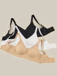 Bralution 3pcs Women's Minimalist Comfortable Seamless Jelly Gel Wirefree Bra With Non-Removable Pads - Multicolor - View 5