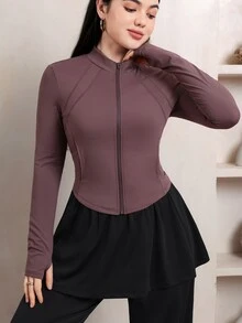 Veilorie 女款棕色運動夾克 長袖休閒訓練外套 適合健身房 皮拉提斯 瑜珈 跑步 健身 戶外旅行 秋冬春季日常穿著 - 棕色 - 查看 5
