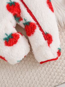 Cozy Pixies Baby Girl Casual Comfortable Daily Versatile Strawberry Pattern Plush Fabric One-Piece Long Autumn Winter Pants - Multicolor - View 7