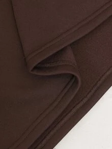 Veilorie Women's Letter Print Zipper Half-Placket Raglan Long Sleeve Casual Sweatshirt - Coffee Brown - View 9