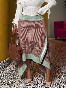 SHEIN CURVE+ Autumn/Winter New Style Daily Streetwear, Elegant Date, Party, Back To School, Holiday, Wedding Plus - Multicolor - View 9