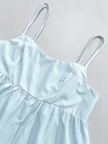 TaskSense Women's Vintage Light Blue Mini Slip Dress,Cute Summer Ruffle Trim Sleeveless Dress,Elegant French Vacation Beach Resort Style,Holiday Party - Baby Blue - View 4