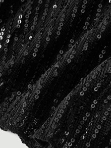 SHEIN MOD Plus Size Black Sequin Layered Skirt Multilayered Hem Suitable For Party Night Rave Prom Birthday Autumn Festival Beach Wedding 70's Sexy - Black - View 6