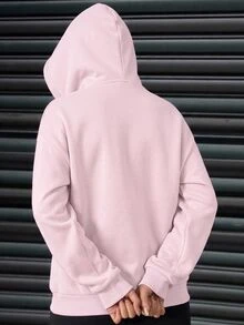 INAWLY Women's Casual Versatile Solid Color Hooded Sweatshirt, Autumn/Winter - Pink - View 2