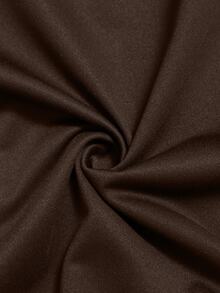 Linhara CURVE Women Plus Size Solid Black Hooded Drawstring Front Button Side Slit Long Sleeve Sweatshirt Dress Large Pockets Loose Drop Shoulder Straight Dress Vintage Casual Commute Spring Autumn Versatile Daily Travel New Style - Brown - View 4