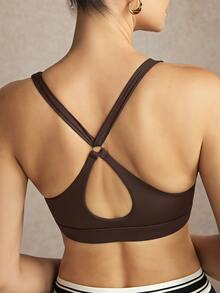 Activina Women's Solid Color Hollow Casual Daily Commute Sports Bra - Multicolor - View 3