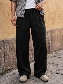 HIMLAND Men's Solid Color Casual Versatile Daily Wear Long Pants Halloween Christmas Winter Party Autumn - Black - View 6