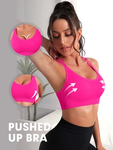 CourtClass CourtClass Seamless Crisscross Back Sports Bra - Hot Pink - View 2