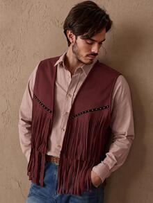 HIMLAND Men's Woven Fashion Casual Daily Young Deep Ochre Yellow Fitted Jacket Halloween Christmas Winter Party Autumn - Burgundy - View 4