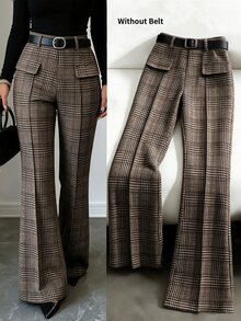 GlowEve Women's Autumn Plaid Elegant Flare Leg Pants - Multicolor - View 1
